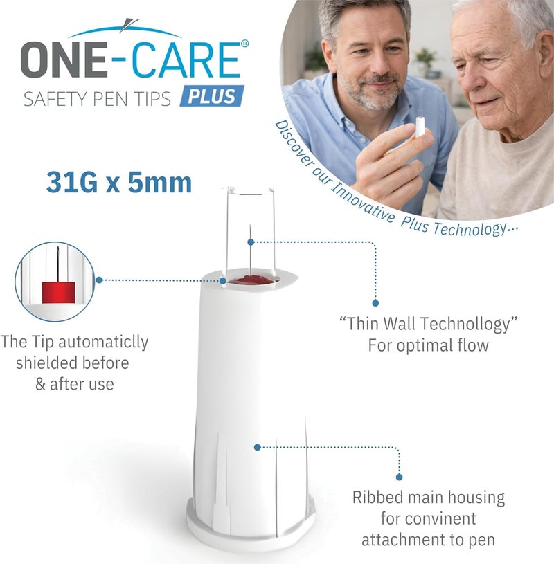 Onecare Plus Safety Pen Tips 30G x 5mm, Comfort, Universal Design, Box of 100 - Image 2